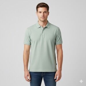 UNTUCKit Mens Large Light Green Pima Cotton Textured Polo Shirt